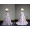 2016 beautiful strapless a-line applique backless lace dresse lavender dress